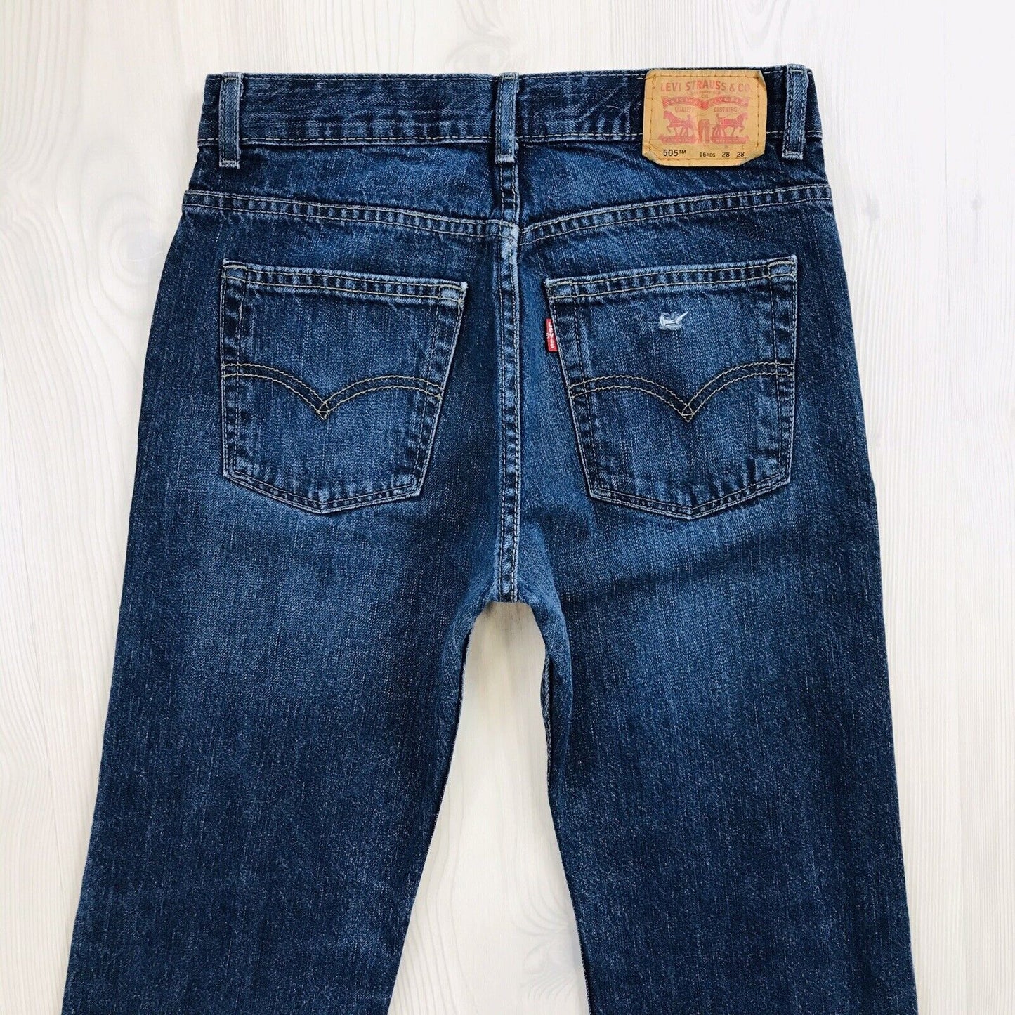 Vintage Levi's 505 Boys Blue Regular Straight Fit Jeans 16 Reg / W28 L28