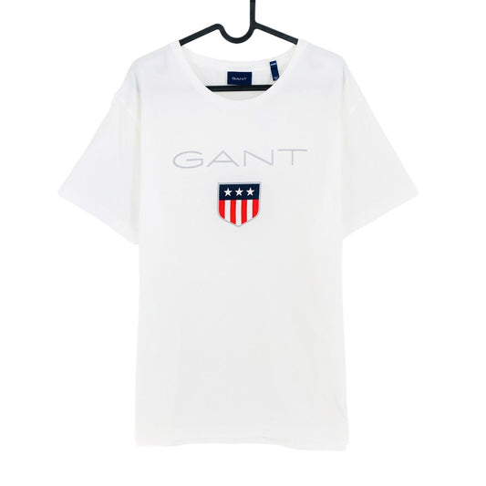 GANT T-Shirt mit Rundhalsausschnitt und Retro-Schild, weiß, Größe XL