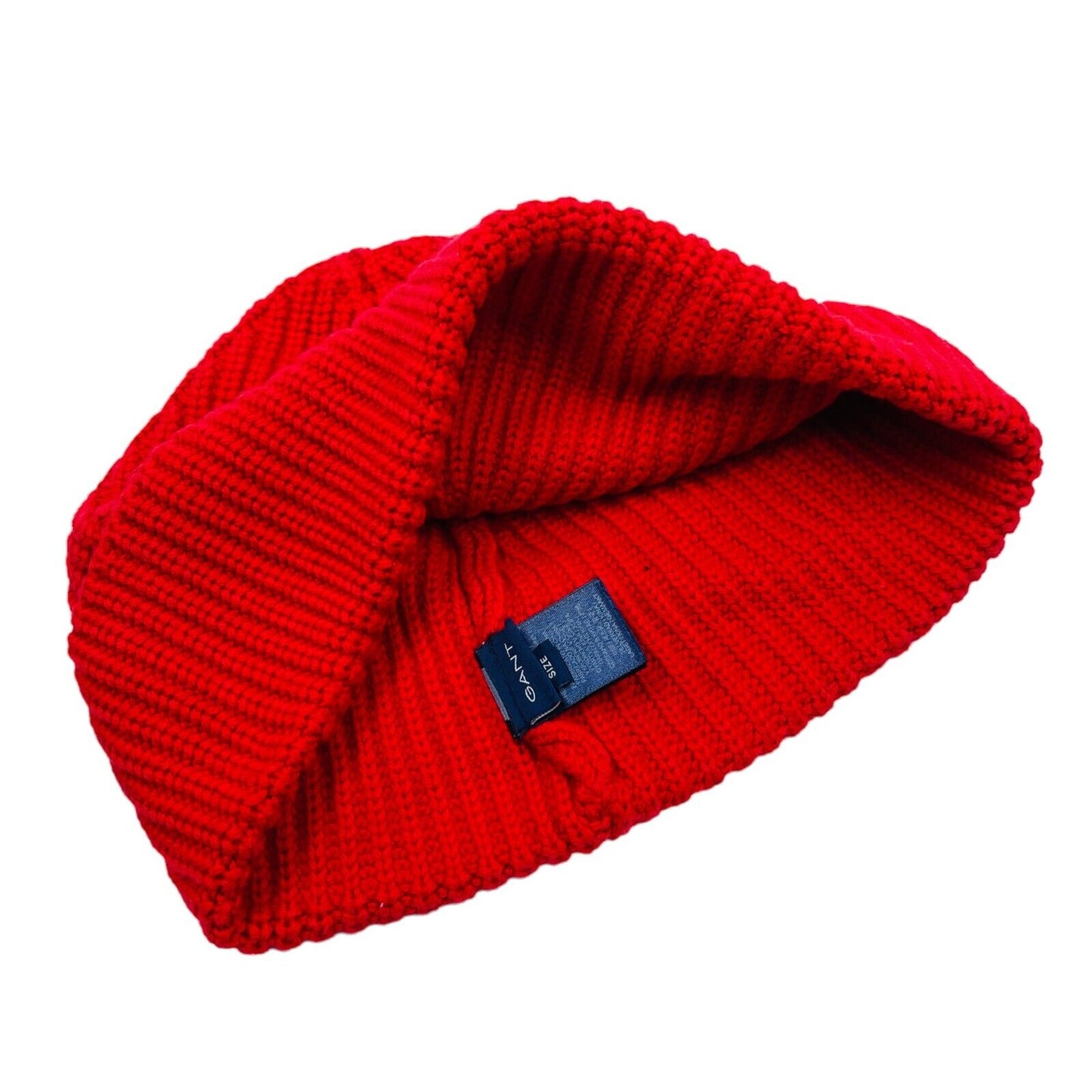 GANT Red Cotton Wool Blend Knit Beanie Hat One Size