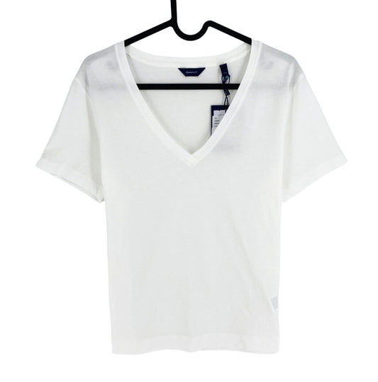 GANT Women White Original V Neck Short Sleeves T Shirt Size S