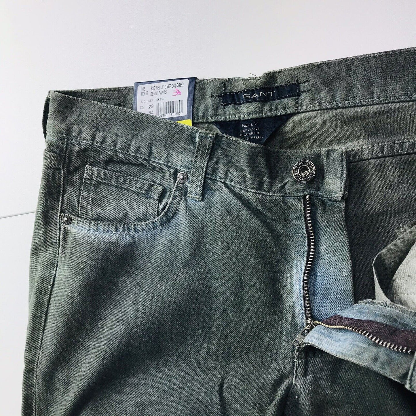 €189 GANT NELLY Damen Jeans in Grün mit niedriger Taille und superschmalem Bein, Regular Fit, W28 L34