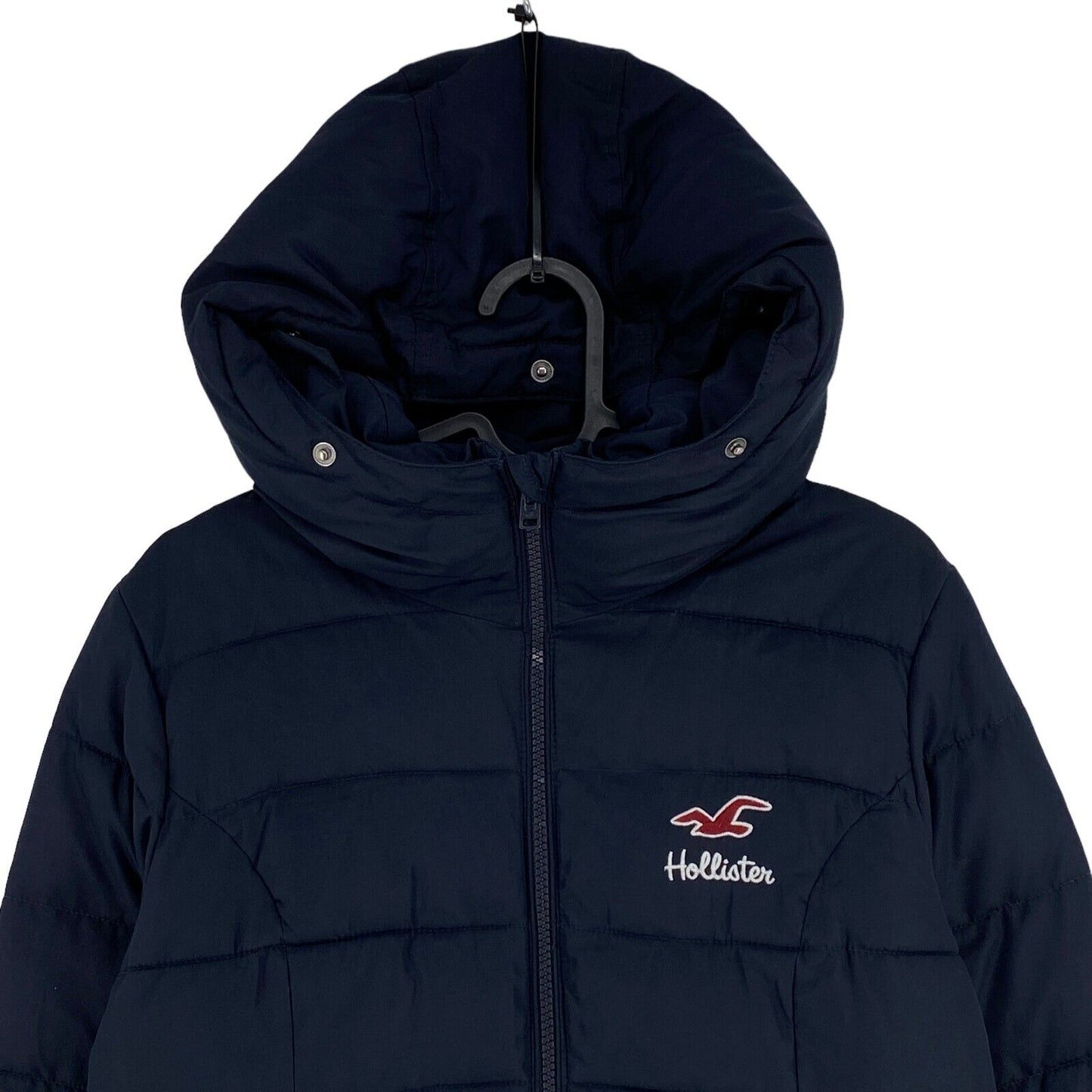 HOLLISTER Navy Blue Quilted Hooded Puffer Jacket Coat Size M