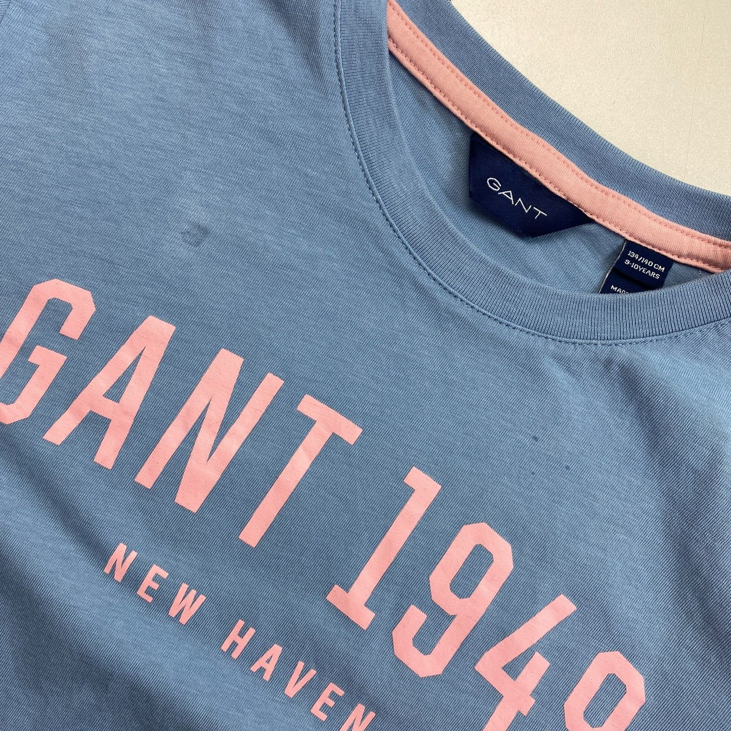 GANT Boys Blue Logo Crew Neck T-Shirt Size 9-10 Years 134/140 cm