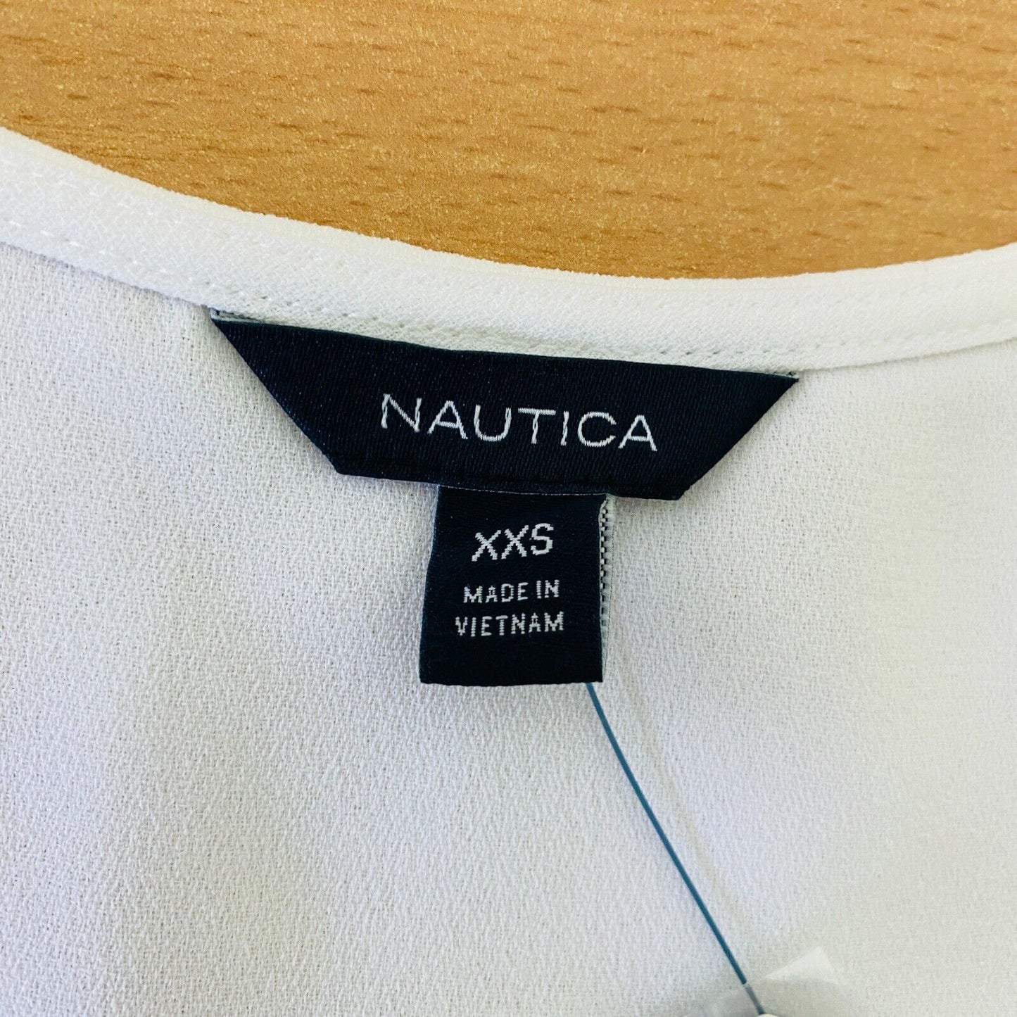 NAUTICA Women White Short Sleeves V Neck Blouse T-Shirt Size 2XS XXS