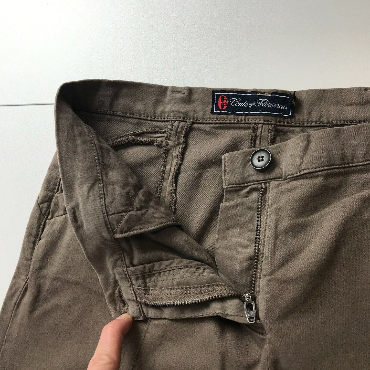 CONTE OF FLORENCE Women Brown Regular Tapered Fit Chino Trousers Size EUR 40 W28