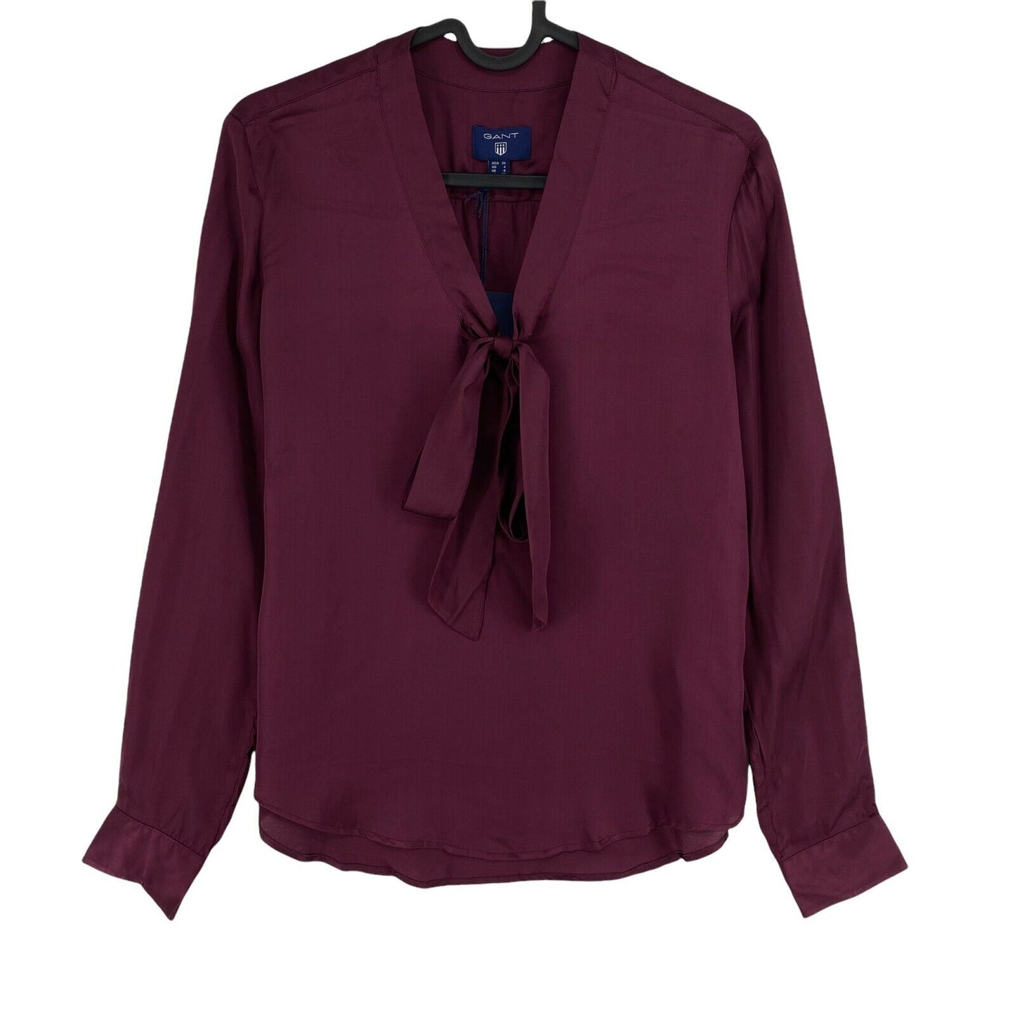 GANT Dark Purple Bow Blouse Size EU 34 UK 8 US 4