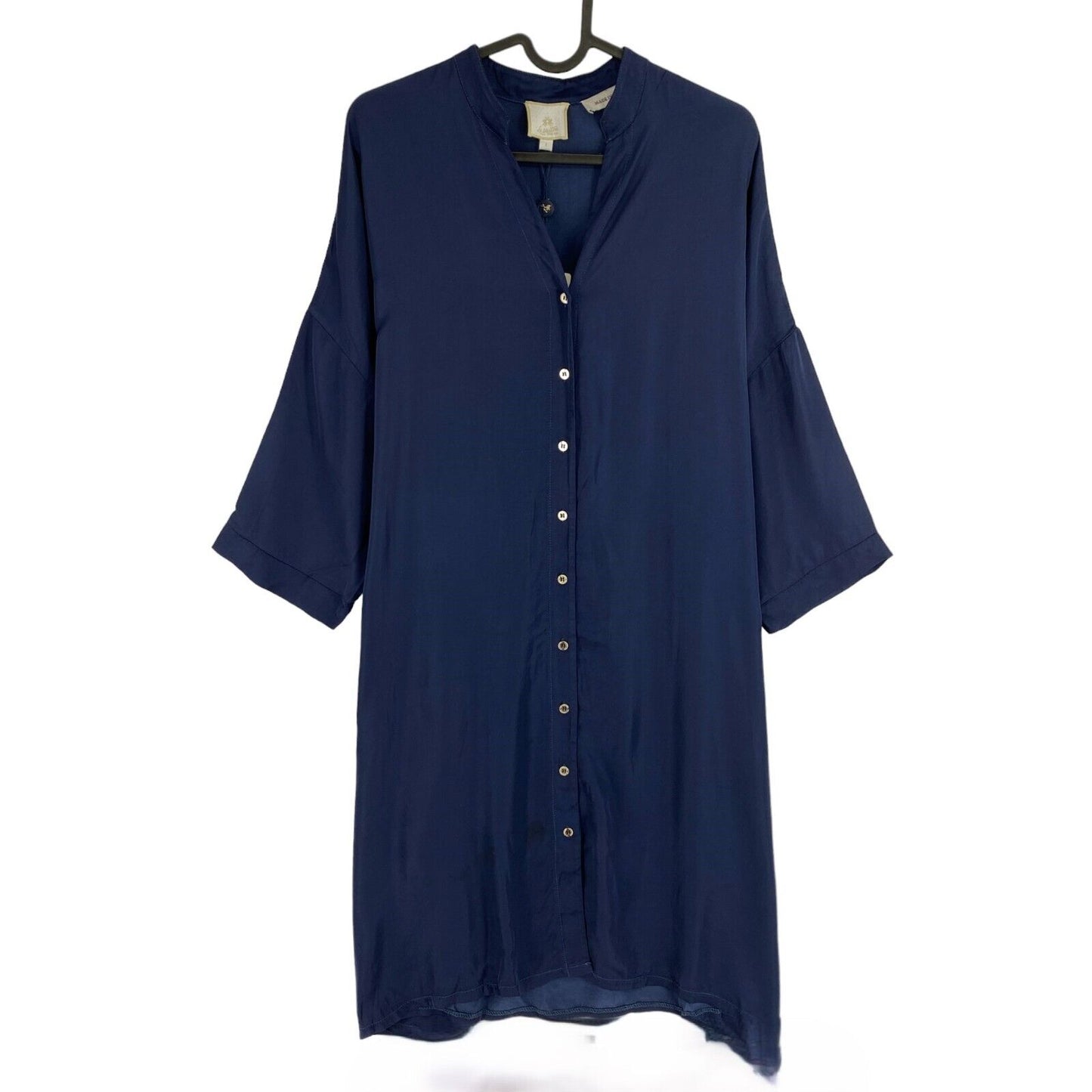 LA MARTINA Women Navy Blue 3/4 Sleeve Relaxed Shirt Dress Size 1 / XS