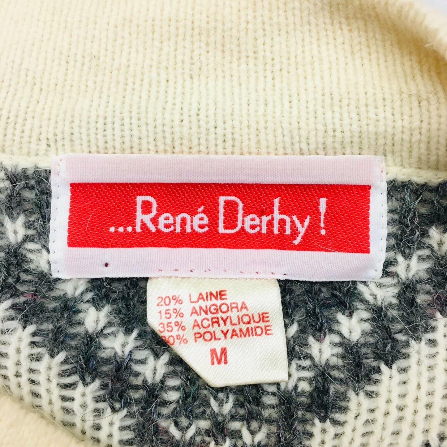 Rene Derhy Chunky Wool Blend Winter Christmas Cardigan Jumper Size M