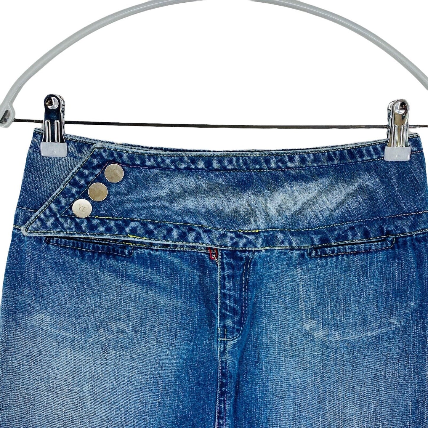 YES LONDON Blue 100% Cotton Straight Denim Skirt Size EU 40 UK 12 US 10