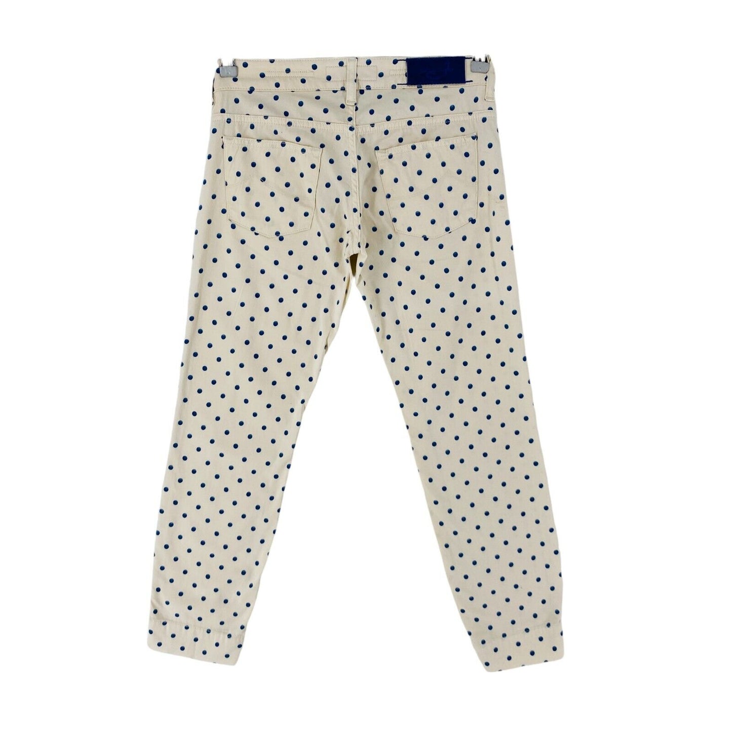 Jacob Cohen 753 Women Beige Regular Fit Polka Dot Luxury Jeans W26 Made In Italy