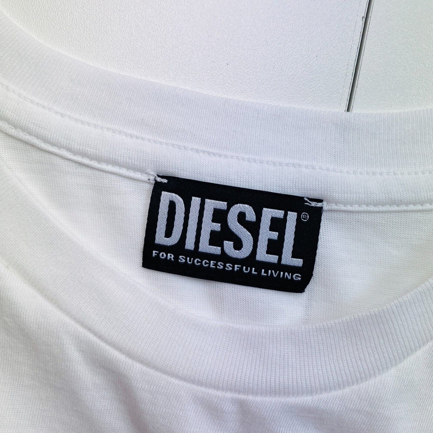 DIESEL Women White T_SILY_B3 Crew Neck SS T Shirt Size L