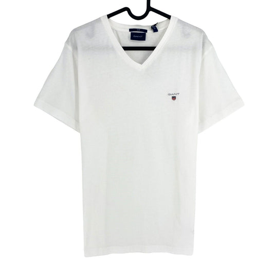 GANT Men White Original Slim Fit V Neck Short Sleeves T Shirt Size M