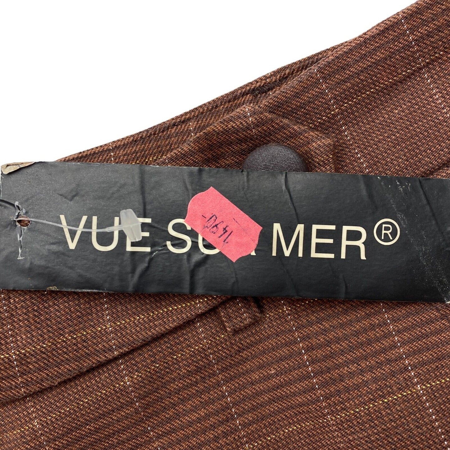 VUE SUR MER Plaid Brown Cotton Blend Capri Trousers Pants Size EU 40 W32