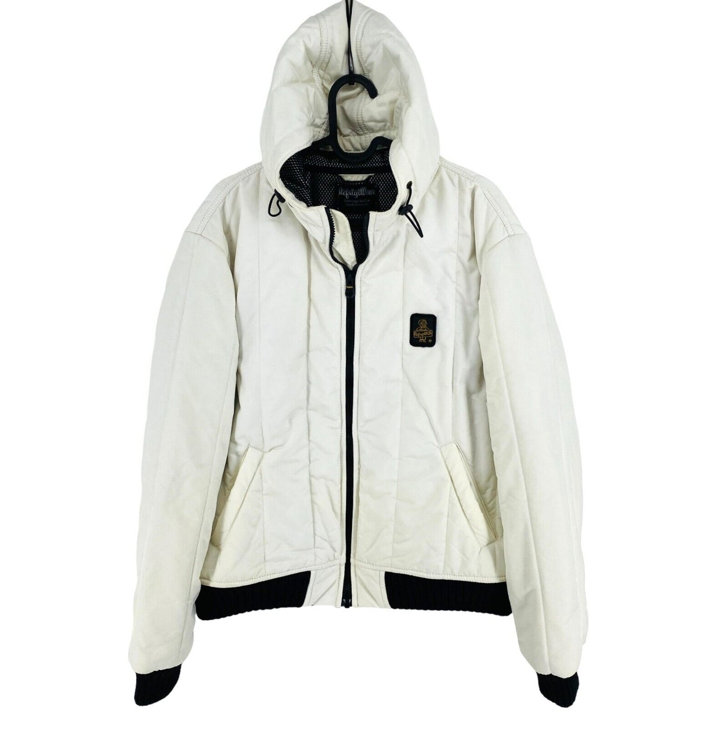 RefrigiWear White Padded Hooded Bomber Jacket Coat Size XL