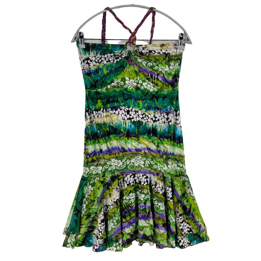 RPR €183 MUCHACHA Floral Green Sleeveless Halter Neck Dress Size L