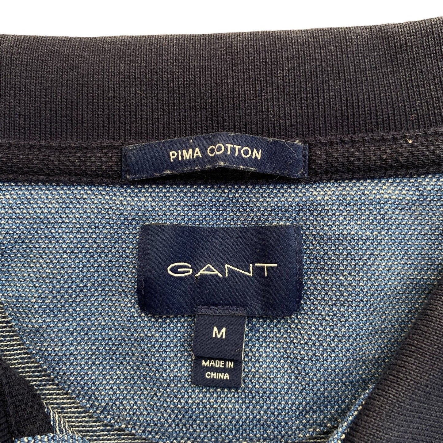 GANT Blue 4-Col Oxford Pique Rugger Polo Shirt Size M