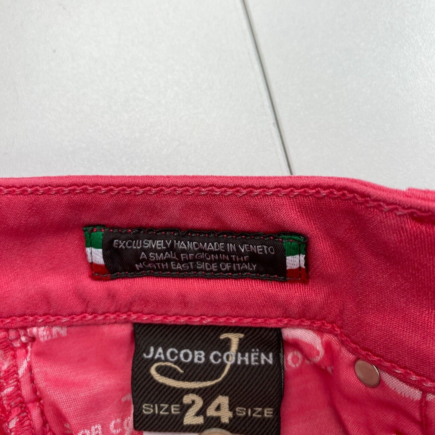 JACOB COHEN Women PW711 Pink Slim Fit Jeans Trousers W24 L34 Made In Italy