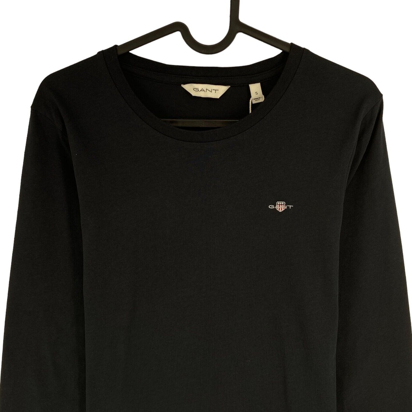 GANT Women Black Reg Shield Crew Neck Long Sleeves T Shirt Size S