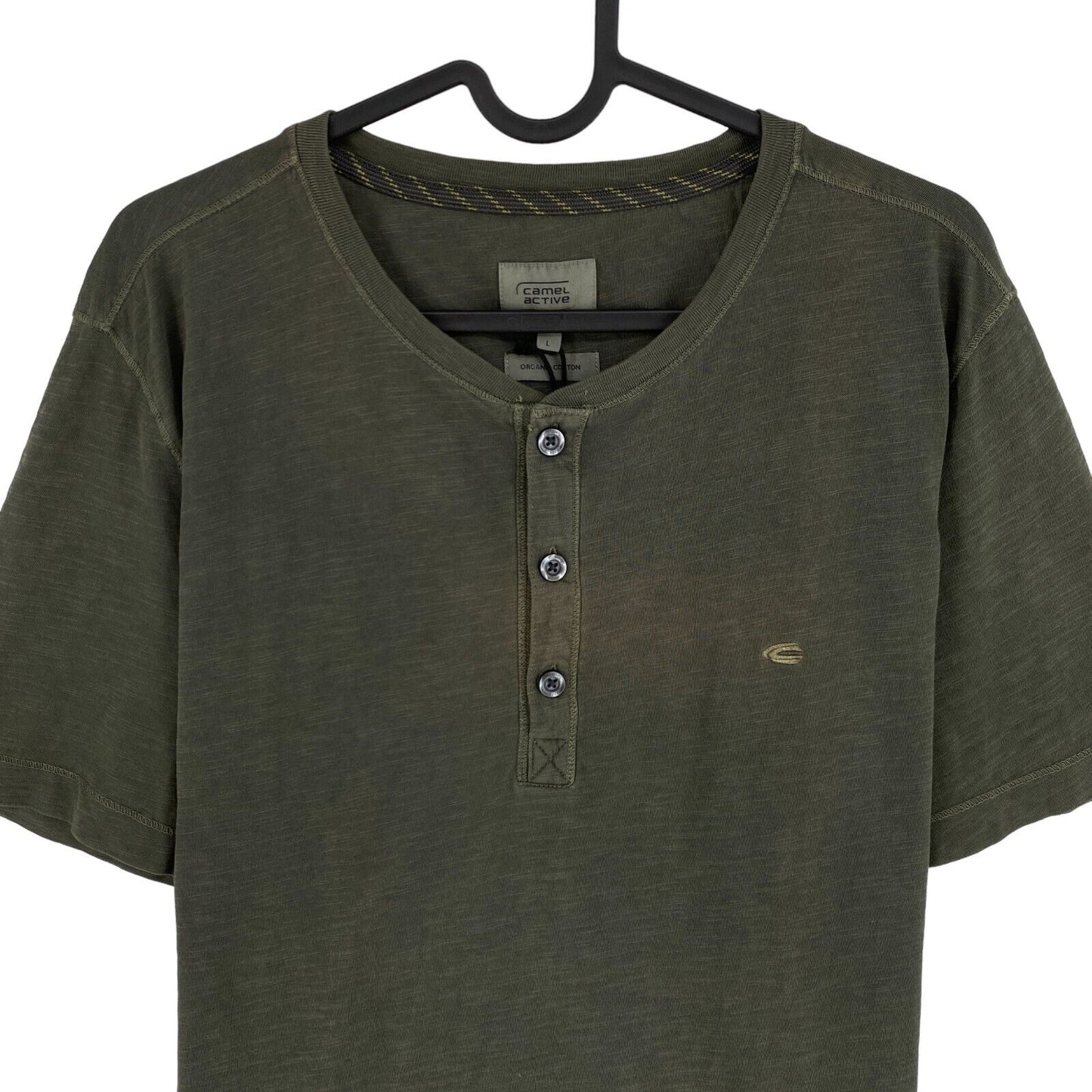 CAMEL ACTIVE Greyish Green Henley Neck T Shirt Size L