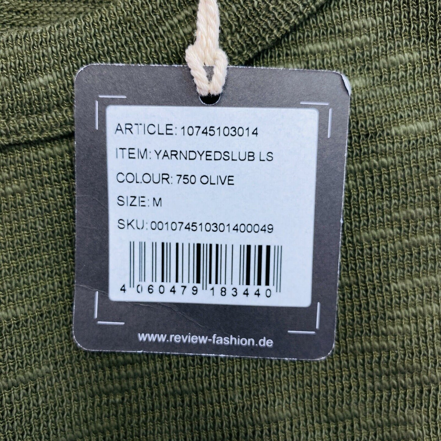 REVIEW Grüner Pullover aus Baumwollmischung mit Rundhalsausschnitt, Größe M