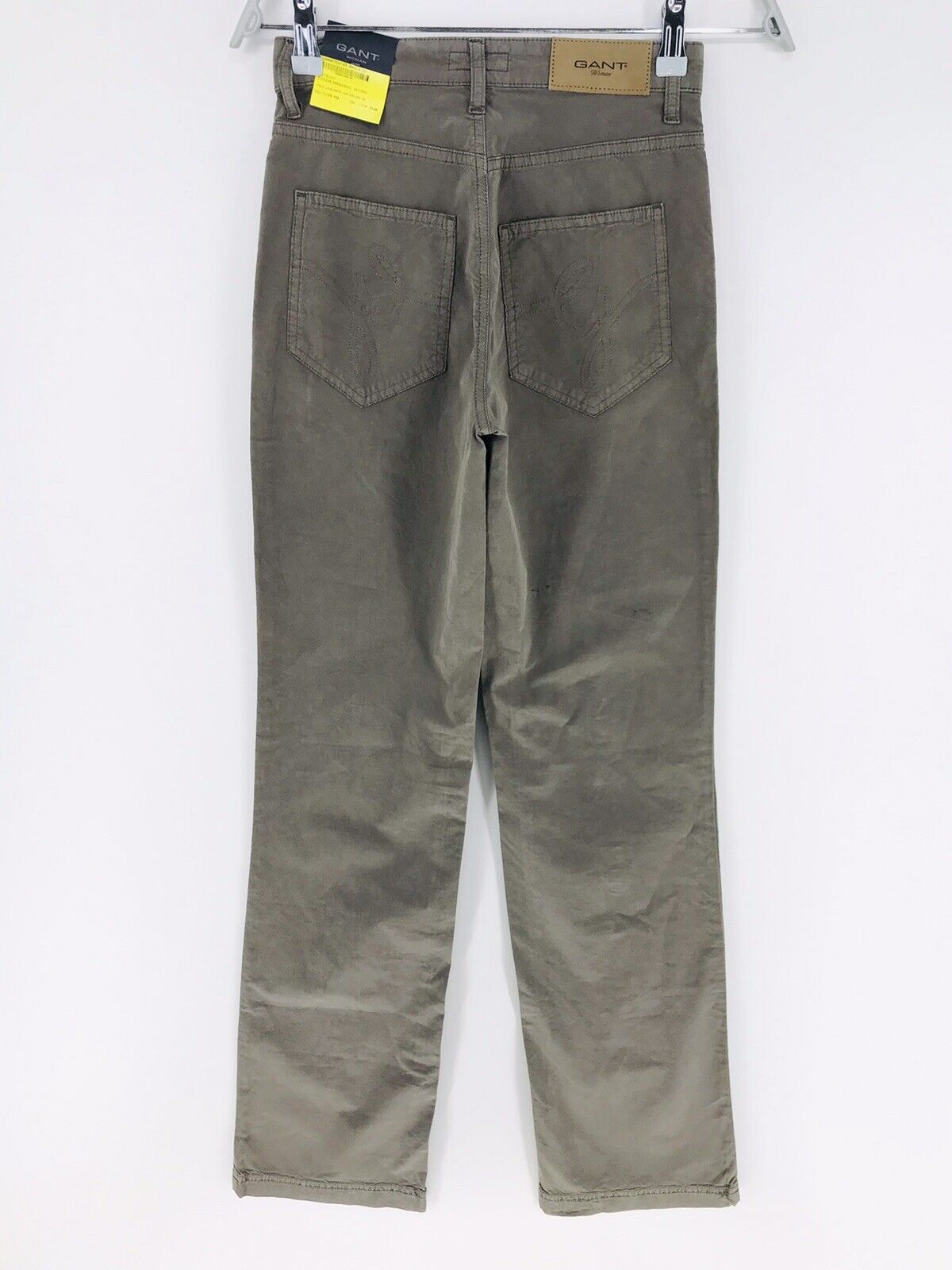 €115 GANT Women Grey Stretch Regular Straight Chino Pants Trousers W25 L34