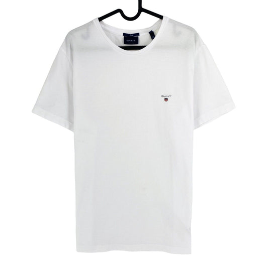 GANT Men White Pique Slim Fit Crew Neck Short Sleeve T-Shirt Size XL