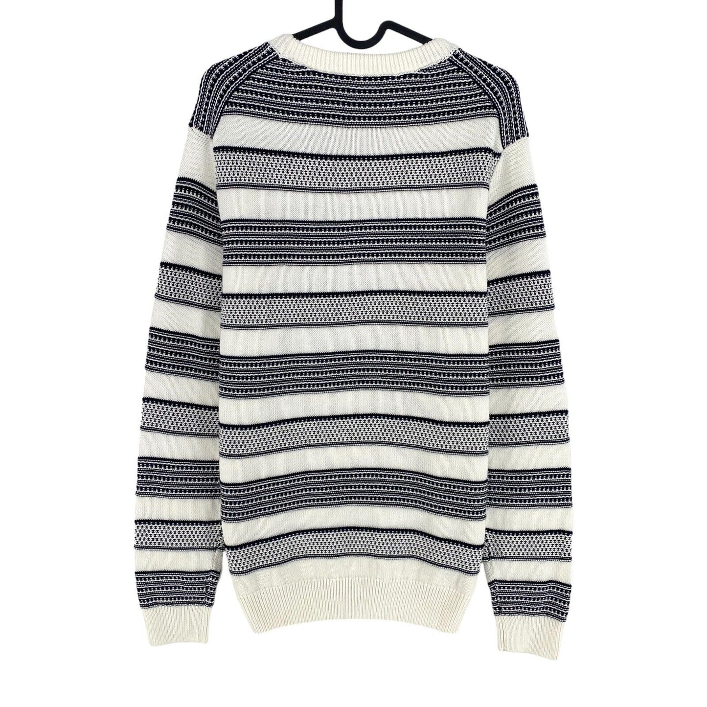 GANT White Striped Cotton Crew Neck Sweater Pullover Size M