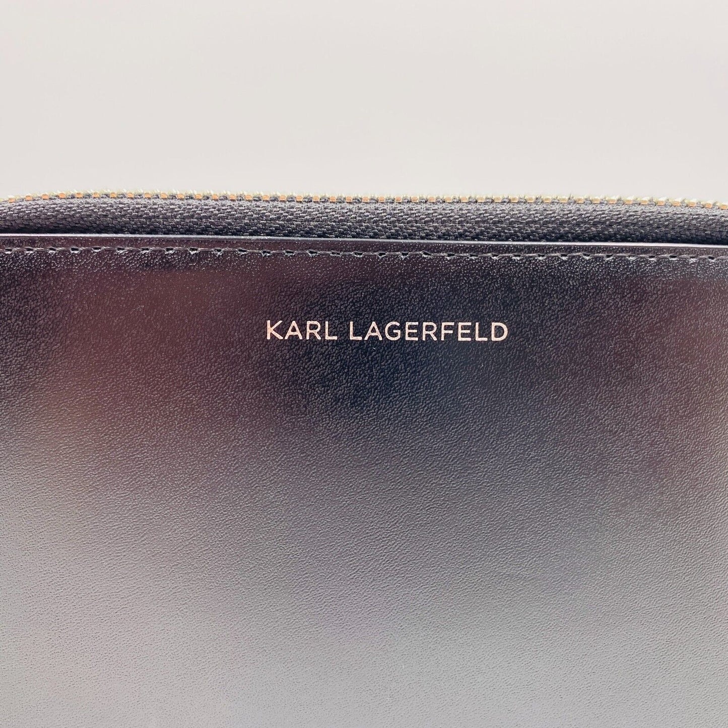 Karl Lagerfeld Black Women Zip Around Cow Leather Wallet