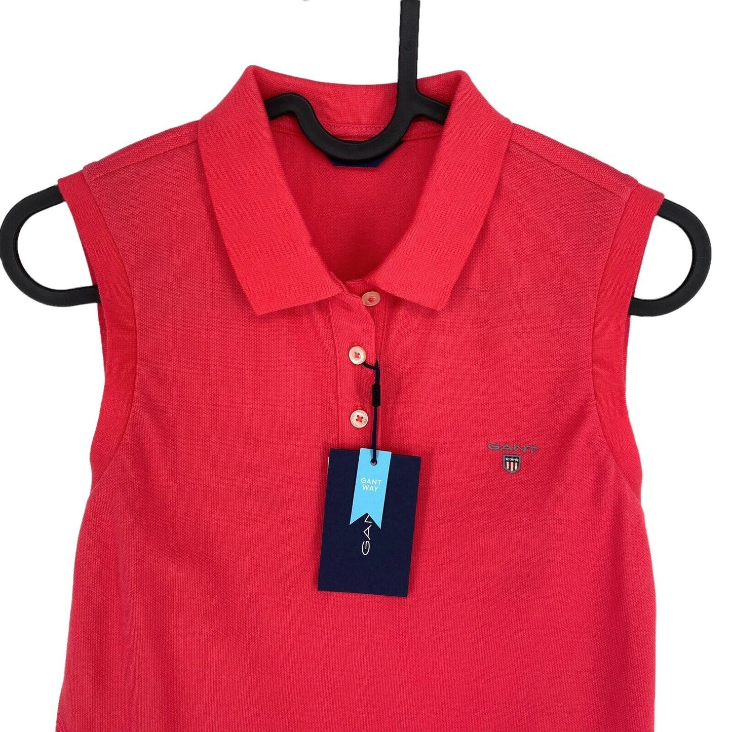 GANT Red Original Sleeveless Pique Polo Shirt Size XS