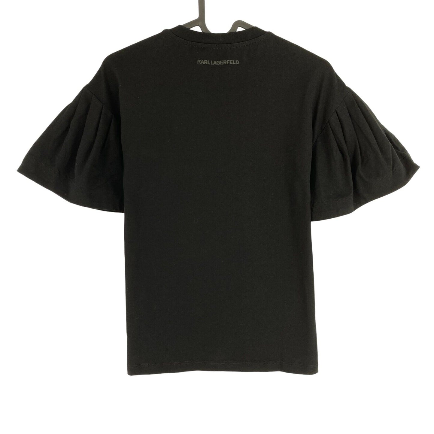 Karl Lagerfeld Black Puffy Sleeve W Logo Top Size XS