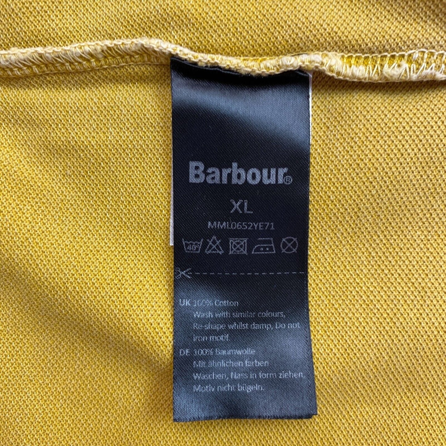 Barbour Yellow Pique Polo Shirt Size XL