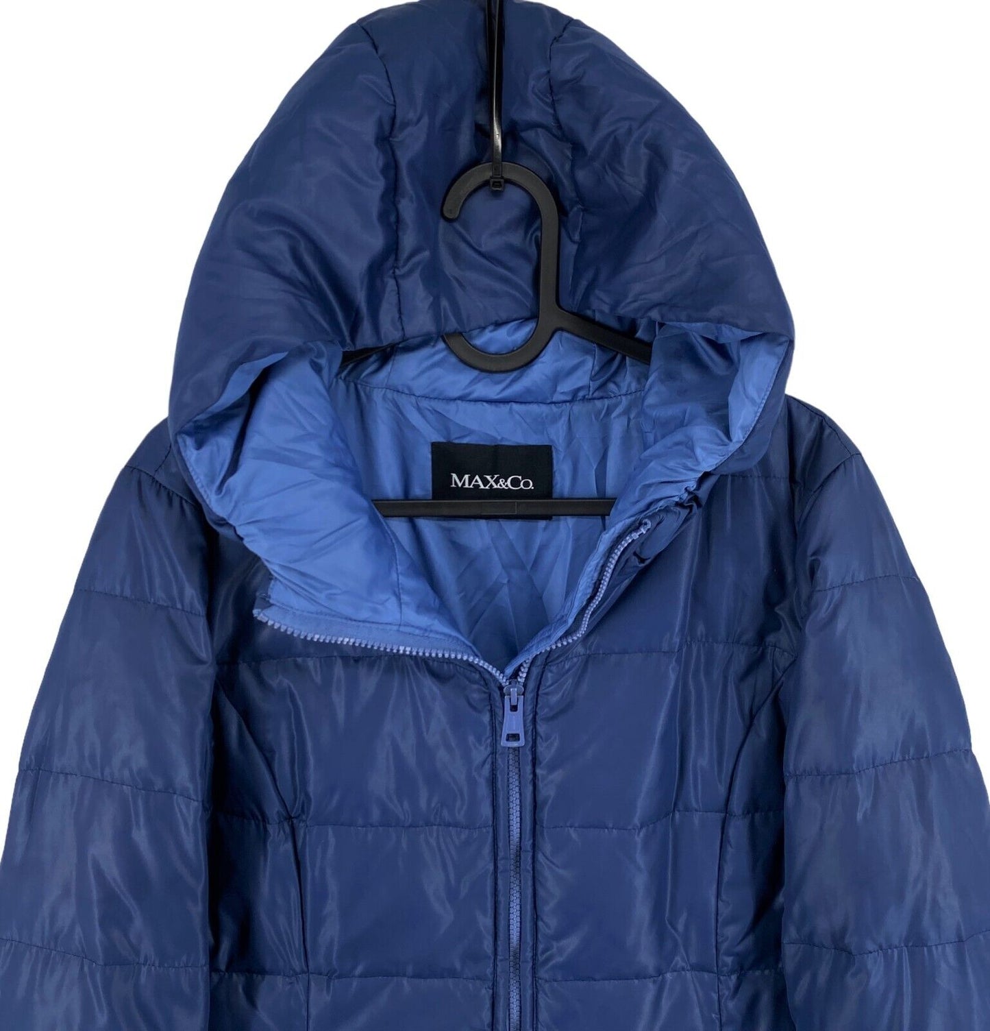 MAX&amp;Co. Bleu marine à capuche doudoune manteau taille EU 36 UK 8 US 4