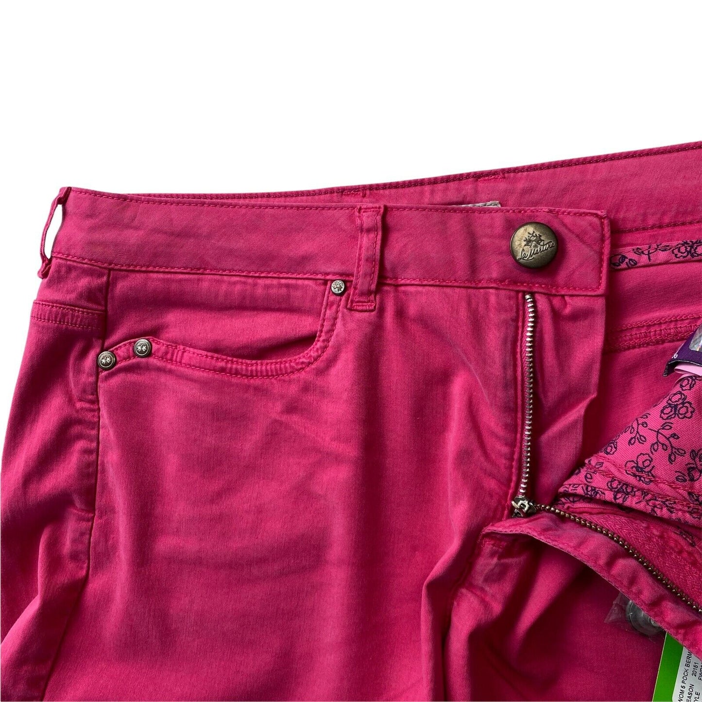 LA MARTINA Women Dark Pink Stretch Lyocell Bermuda Chino Shorts Size W31