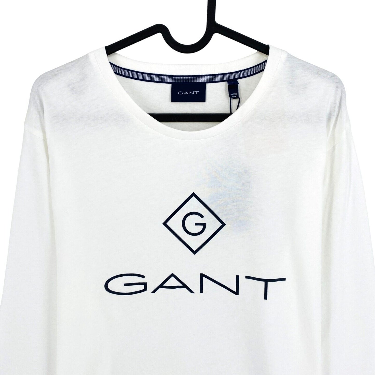 GANT White Lock Up Crew Neck Long Sleeves T Shirt Size L