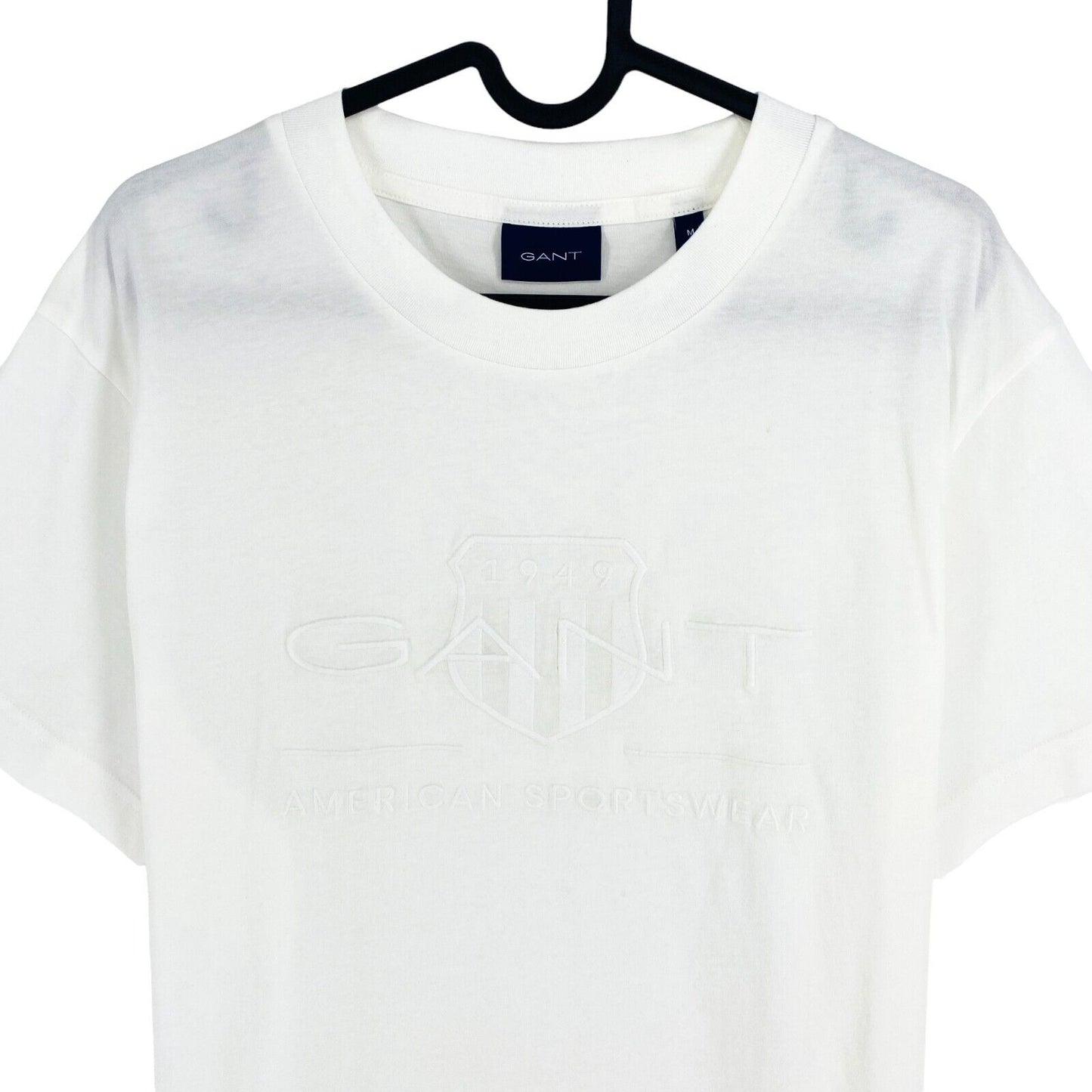 GANT Men White Tonal Archive Shield Crew Neck Short Sleeves T Shirt Size M