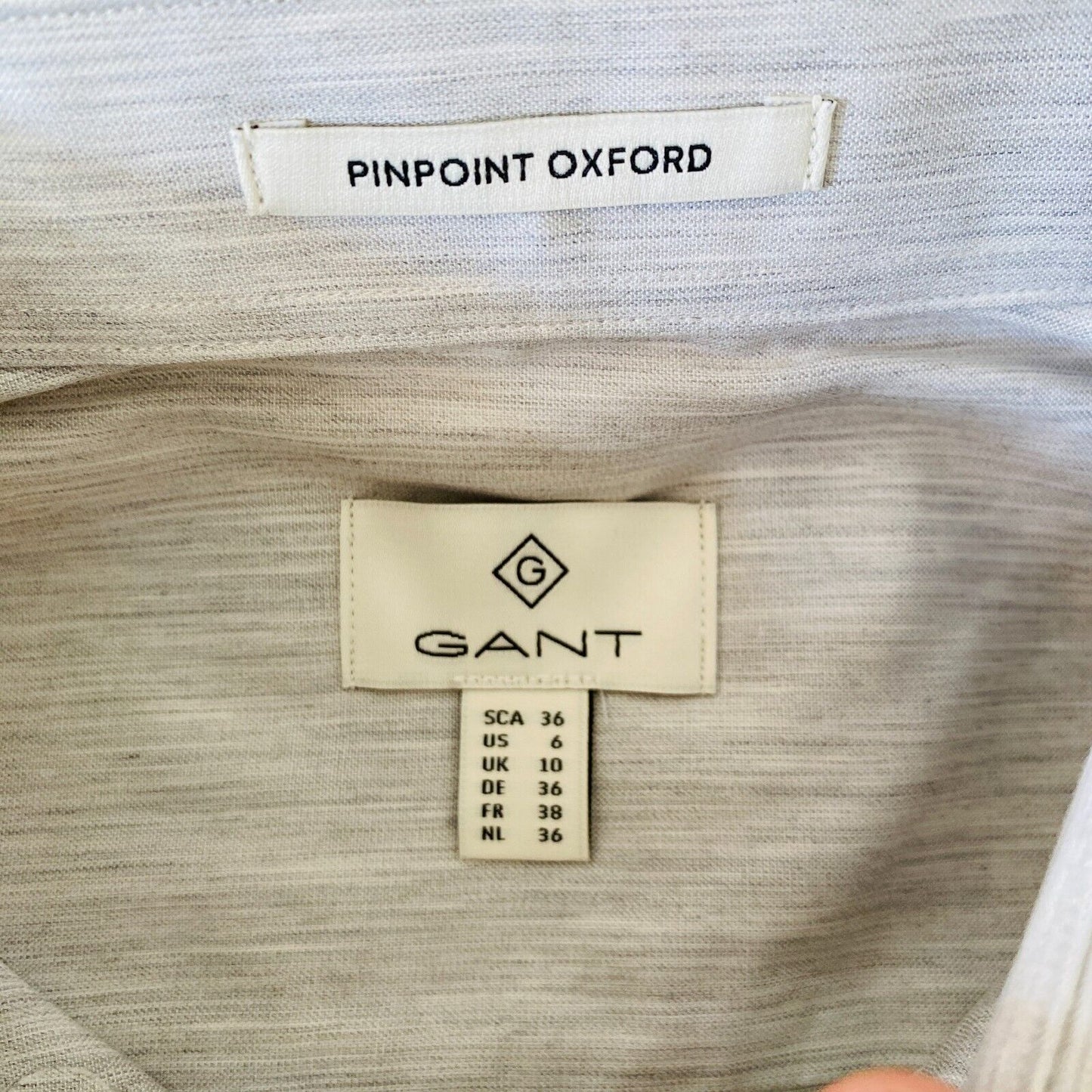 GANT Women Grey Pin Point Oxford Shirt Size EU 36 UK 10 US 6