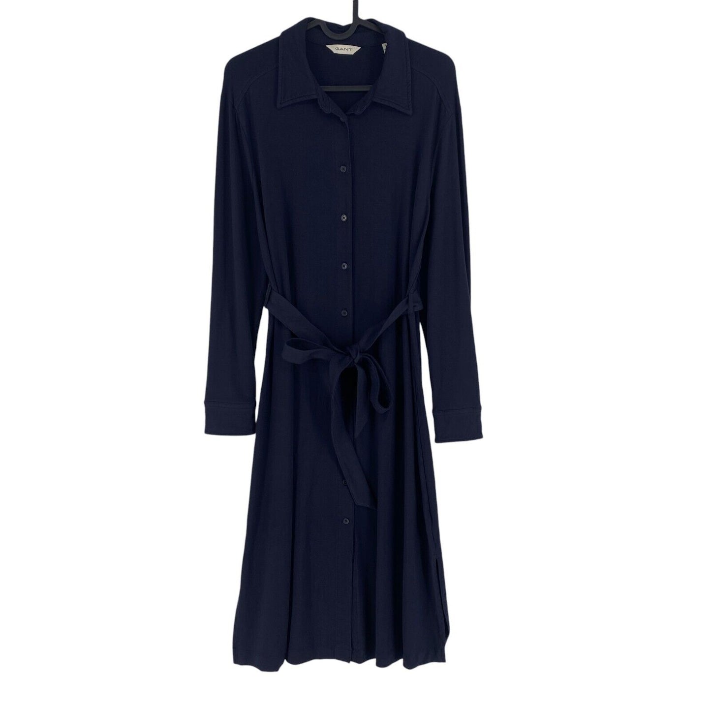 GANT Women Navy Blue Belted A Line Long Sleeves Shirt Dress Size L