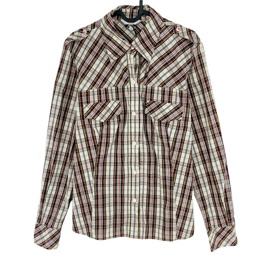 RRP €125 PERSONA Brown Check Print Shirt Size EU 38 UK 10 US 8