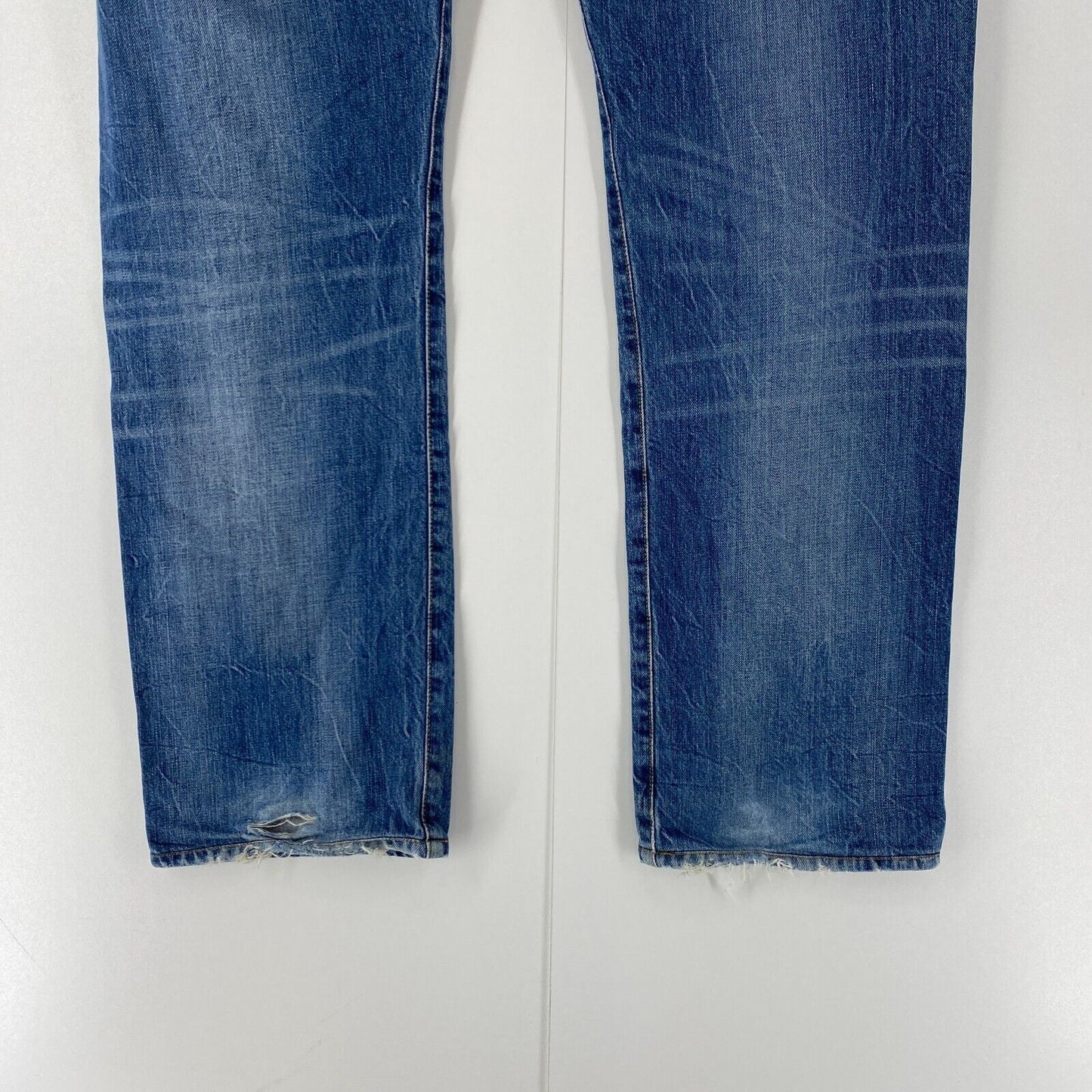 Levi's 501 Blue Original Regular Straight Fit Ripped Jeans W38 L34