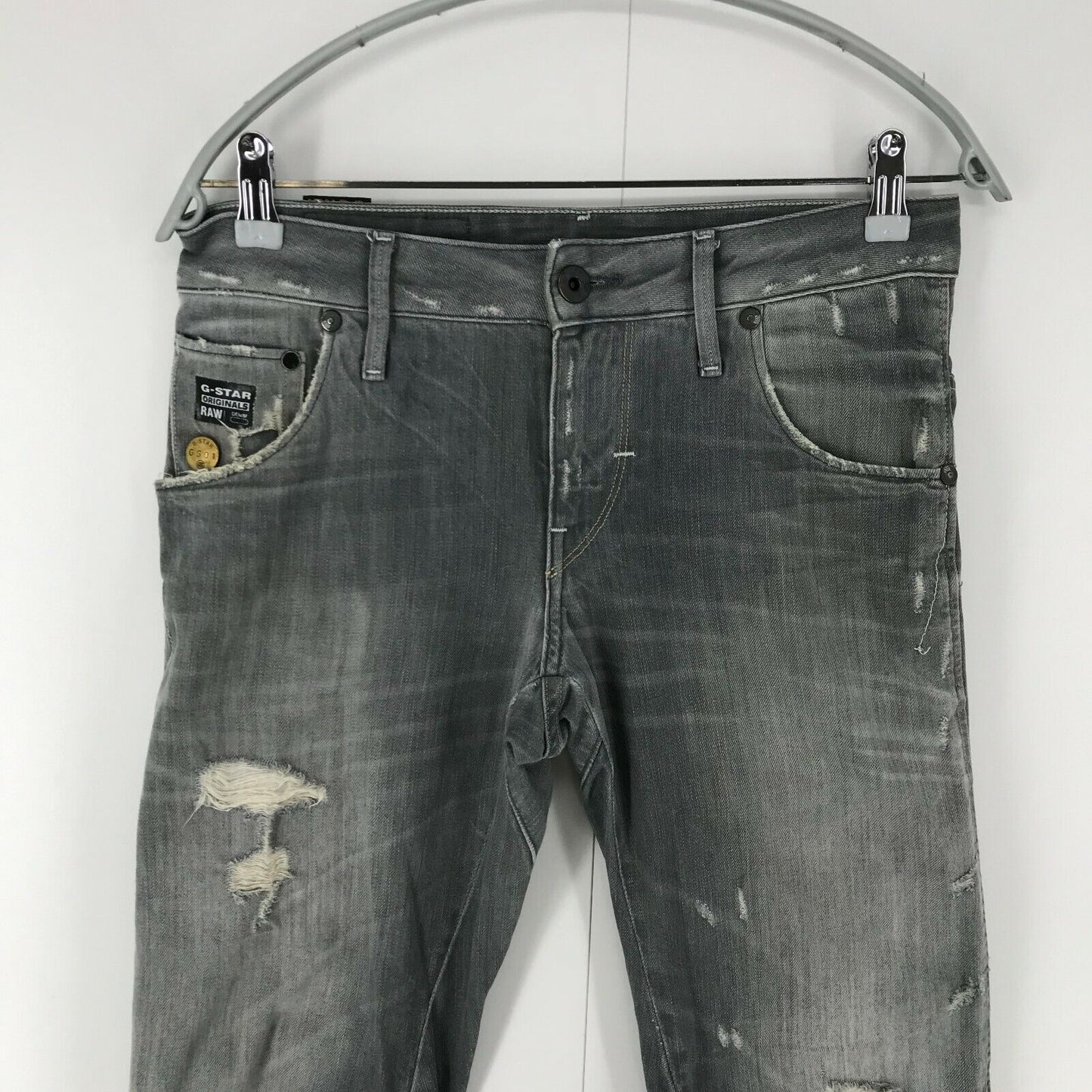 G-STAR RAW ARC 3D Grey Slim Fit Ripped Patched Jeans W28 L32