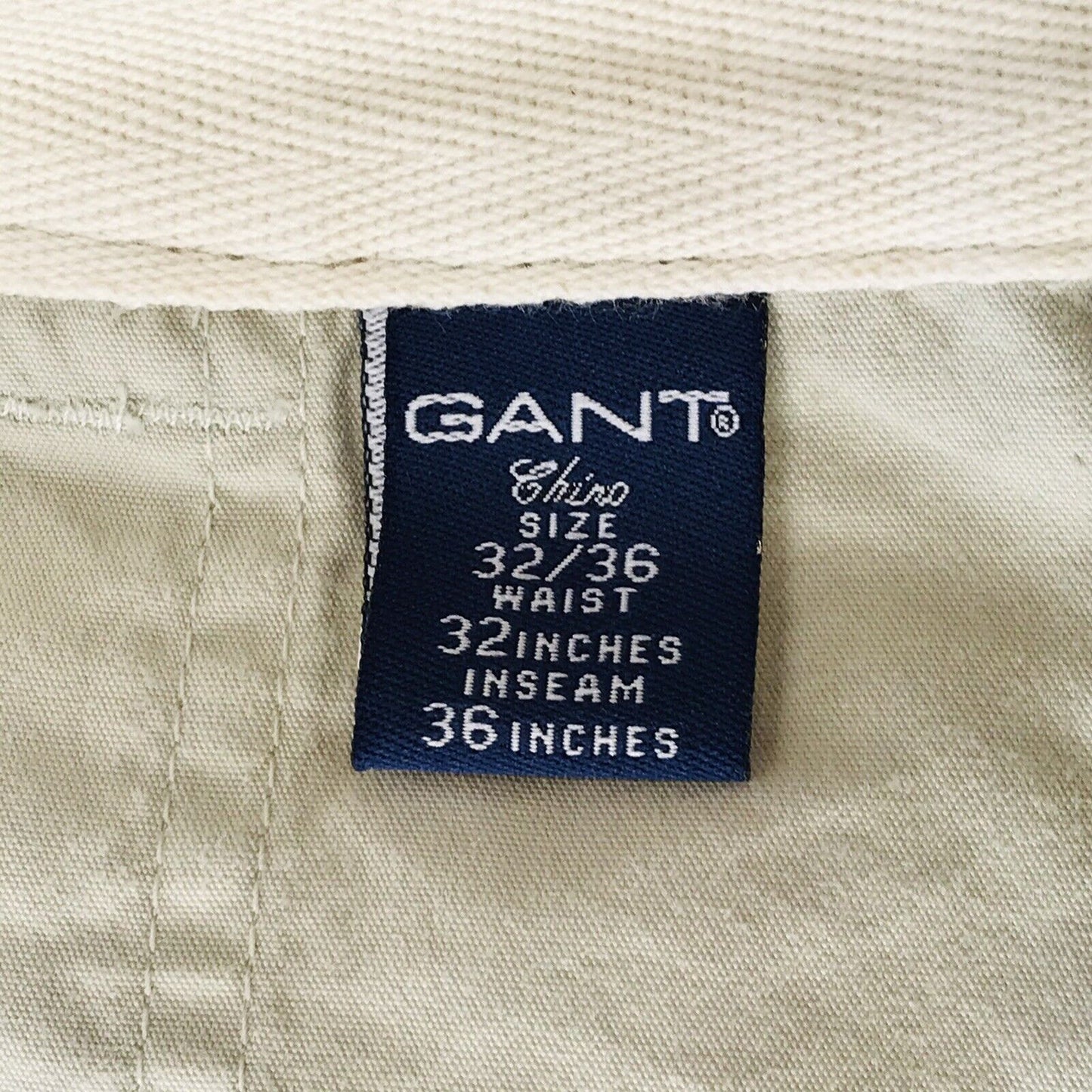 GANT Kaki Beige Regular Straight Fit Chino Travel Pants Pantalon W32 L36