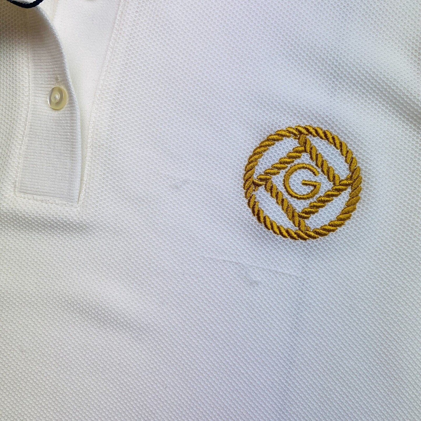 GANT White Rope Icon Pique Short Sleeves Polo Shirt Size M