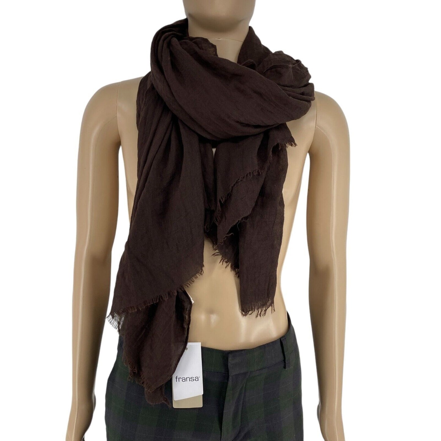 FRANSA Dark Brown Solid Scarf Shawl