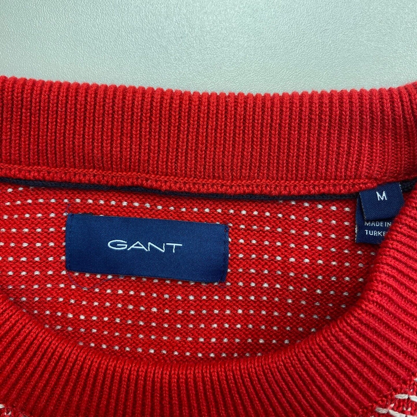 GANT Red Light Texture Crew Neck Sweater Pullover Size M