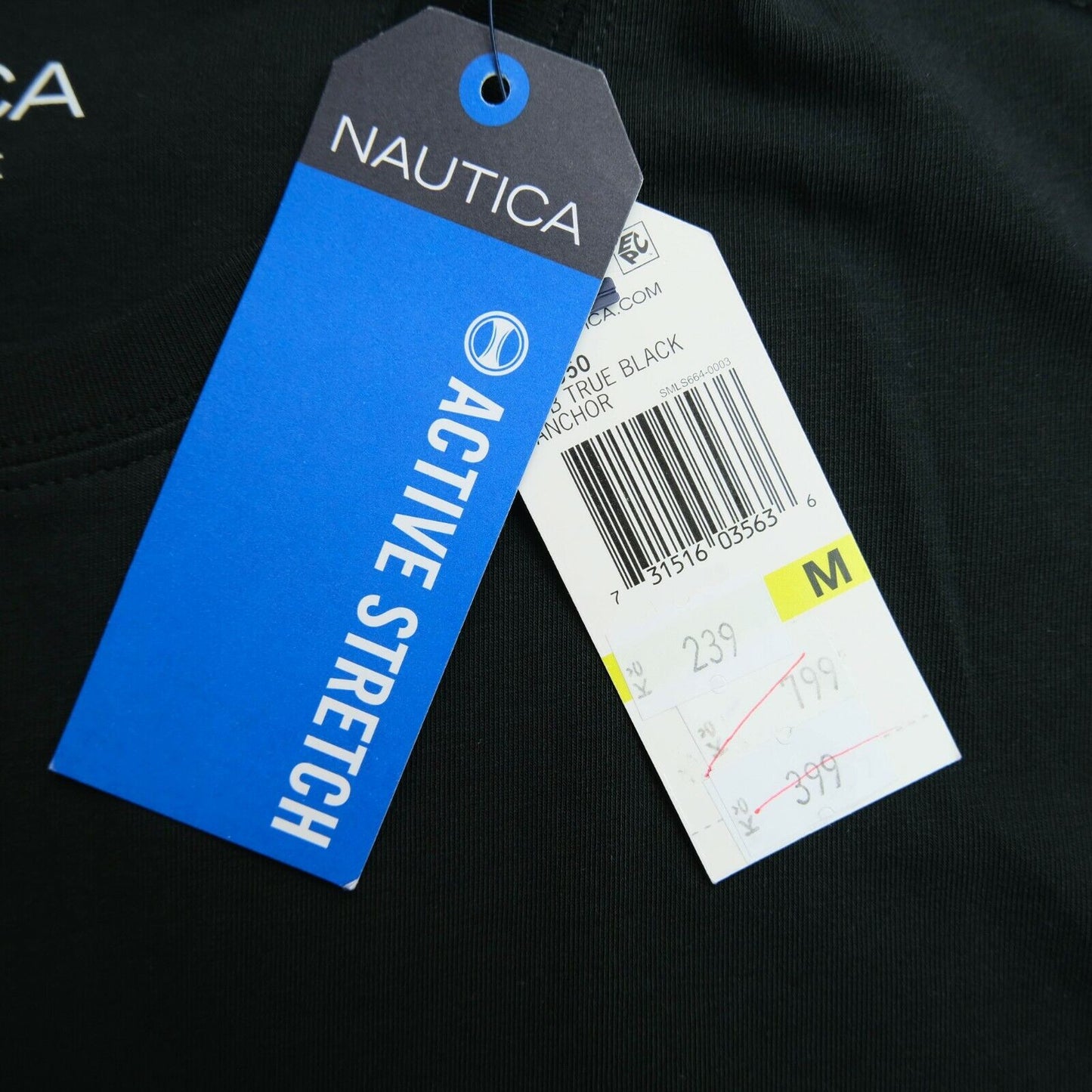 NAUTICA Black Pocket Crew Neck Top T Shirt Size M