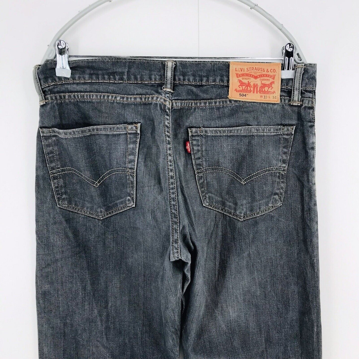 Levi's 504 Grey Regular Straight Fit Jeans Size W33 L34