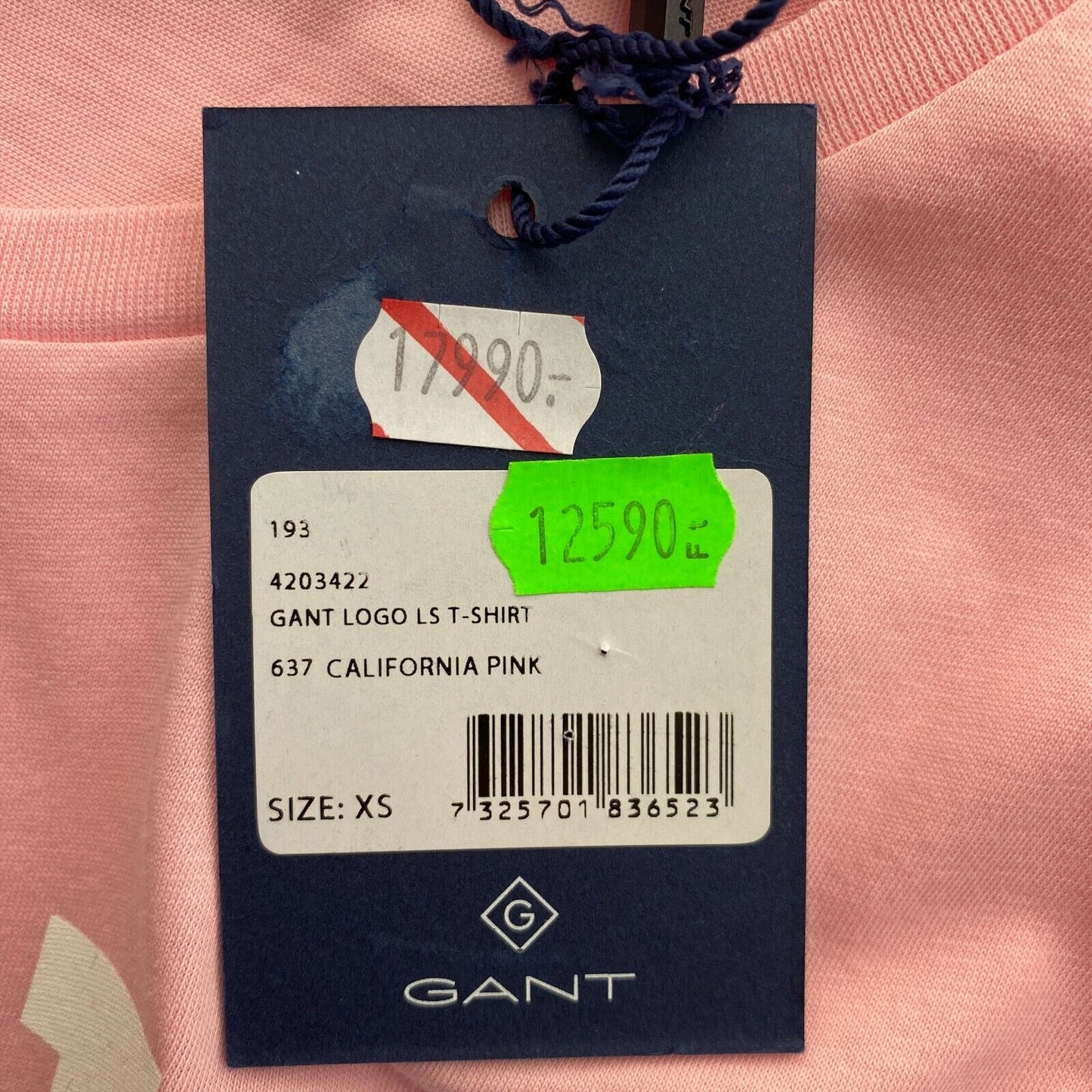 GANT Pink Logo Long Sleeves Crew Neck T Shirt Size XS