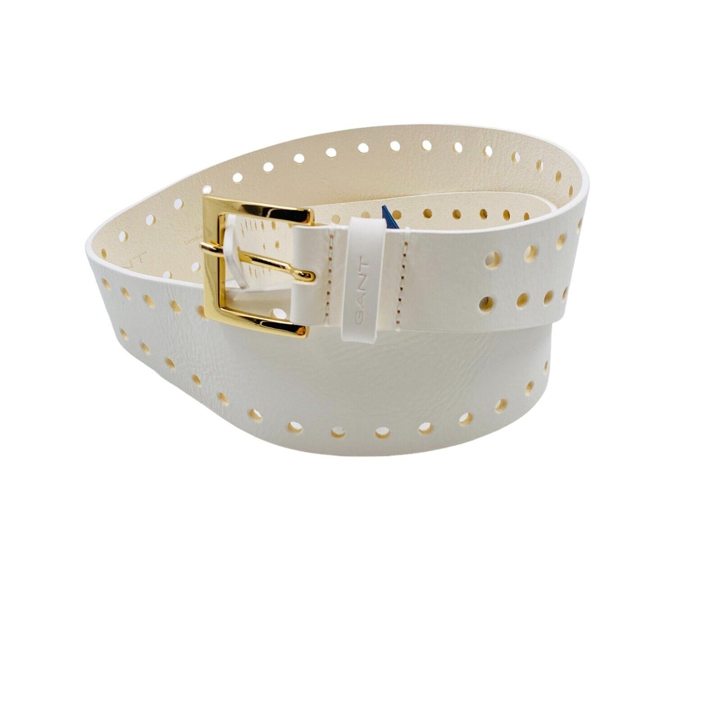 GANT Ceinture perforée 100 % cuir blanc pour femme Taille 80 cm 32 po.