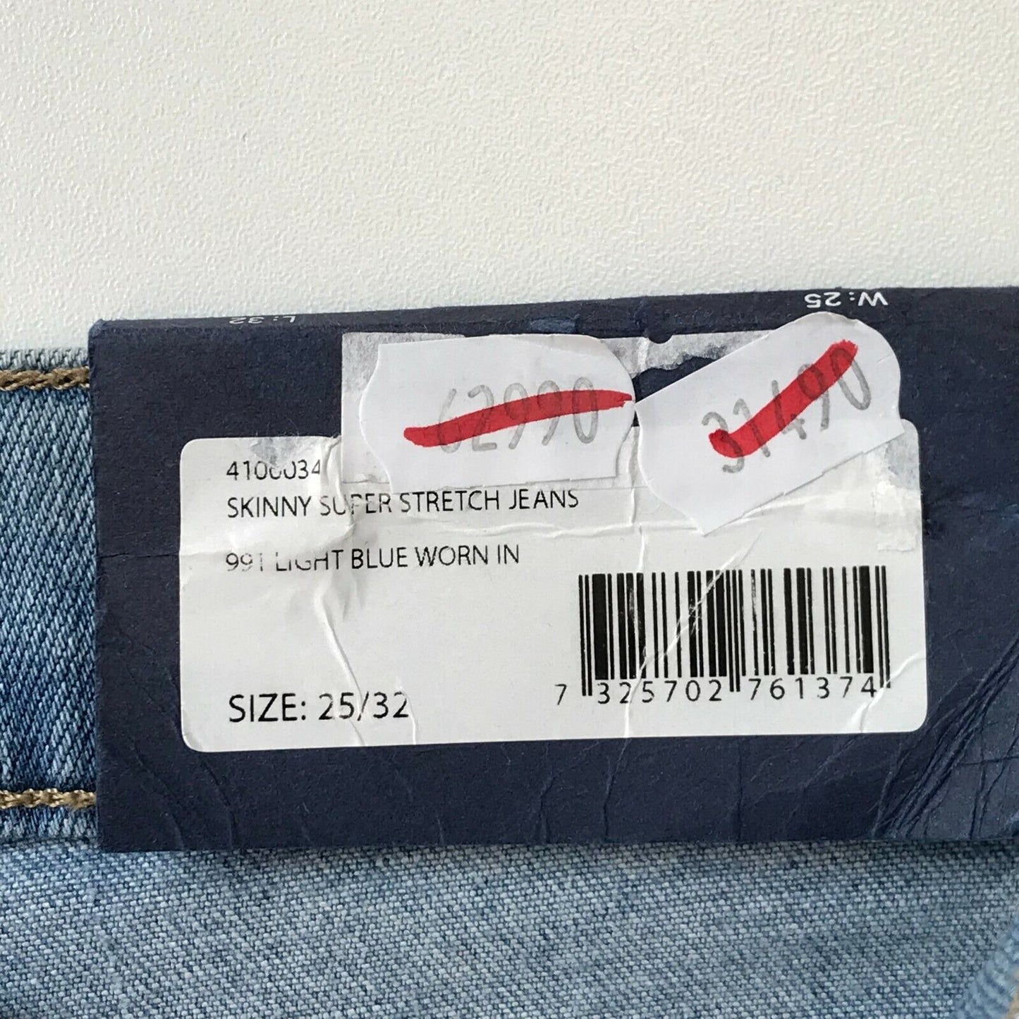 GANT Women Blue Super Stretch Mid Rise Skinny Fit Jeans Size W25 L32