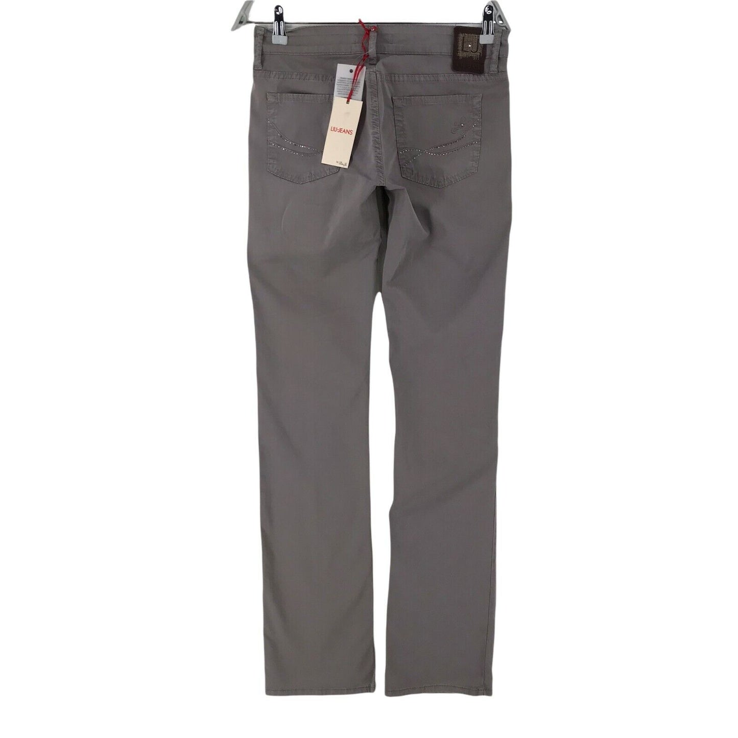 LIU JO Women Grey Slim Straight Fit Chino Trousers W29 Made In Italy